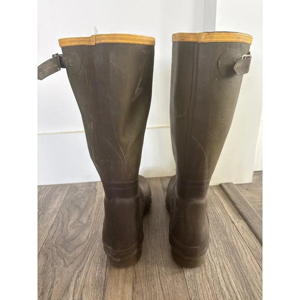 LaCrosse Outdoorsman Rubber Boots Mens 9 Green Waterproof Steel Shank USA Made
